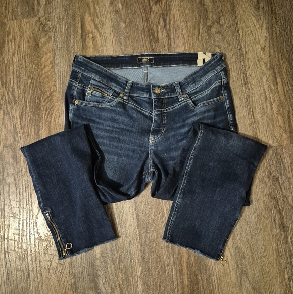 Mac Jeans Rich Dark Blue Women's Jeans Zipper Details Size 42/28 Plus Size - Picture 2 of 8